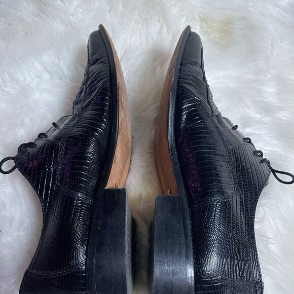 Stacy Adams Men genuine snake skin leather black lace shoes tassels accent SZ11 - Picture 8 of 14